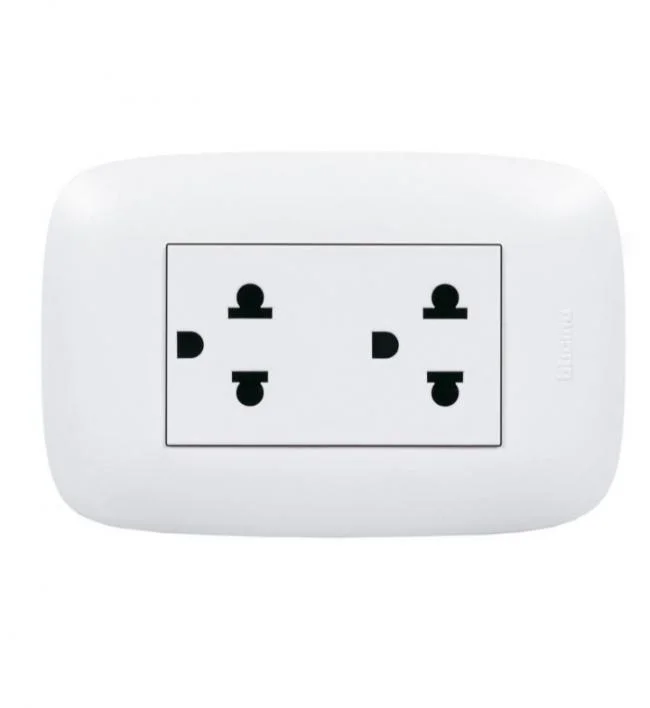 TOMACORRIENTE DUPLEX 2P+T 15A 250V PLACA BLANCA DOMINO SENCIA BTICINO