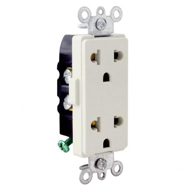 TOMACORRIENTE DOBLE UNIVERSAL EMPOTRABLE DECORA 15A/ 16A L/T 250V BLANCO LEVITON