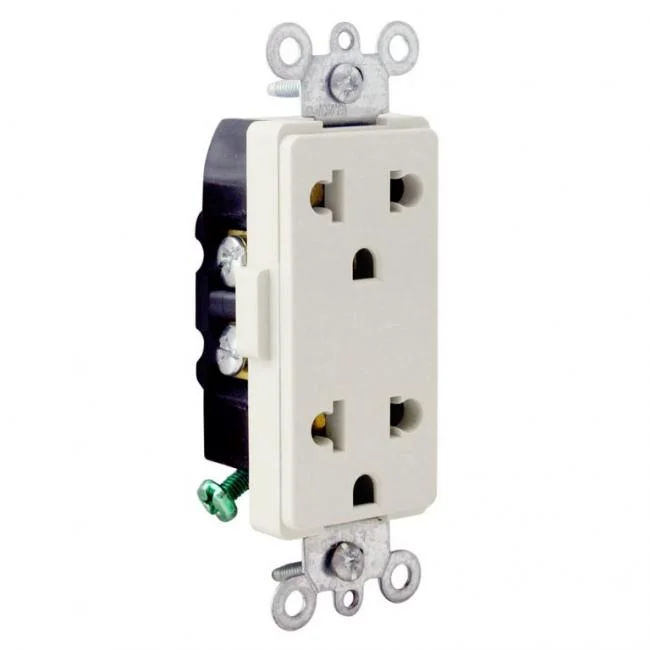 TOMACORRIENTE DOBLE UNIVERSAL EMPOTRABLE DECORA 15A/ 16A L/T 250V BLANCO LEVITON