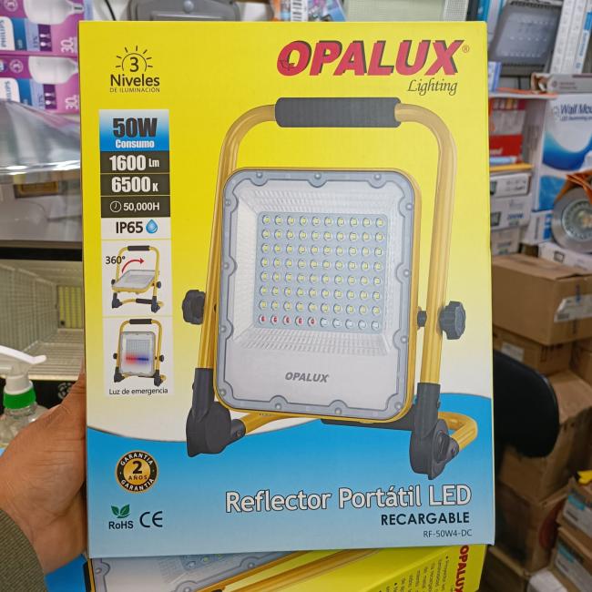 REFLECTOR LED PORTATIL RECARGABLE 50W OPALUX