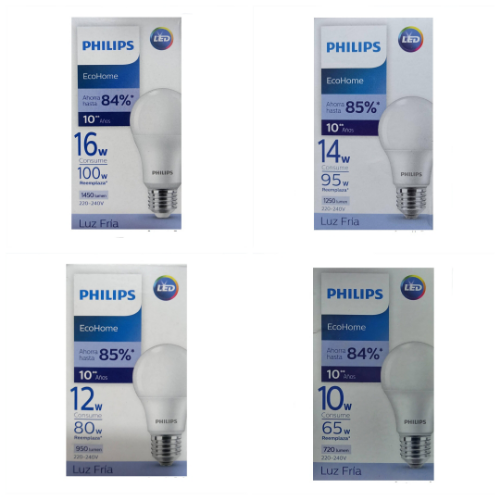 LAMPARA LED BULB 16W/ 14W/ 12W/ 10W/ 7W 6500K 220-240V E27 ECOHOME PHILIPS