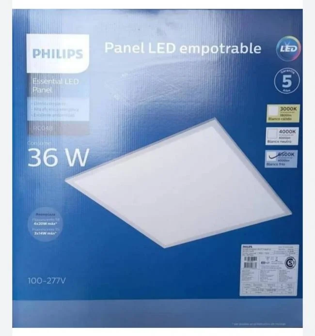 LUMINARIA PANEL LED 36W  W60L60 LA RC048B 100-277V IP20 6500K (4,000 LUMINES)  PHILIPS