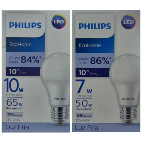 LAMPARA LED BULB 16W/ 14W/ 12W/ 10W/ 7W 6500K 220-240V E27 ECOHOME PHILIPS