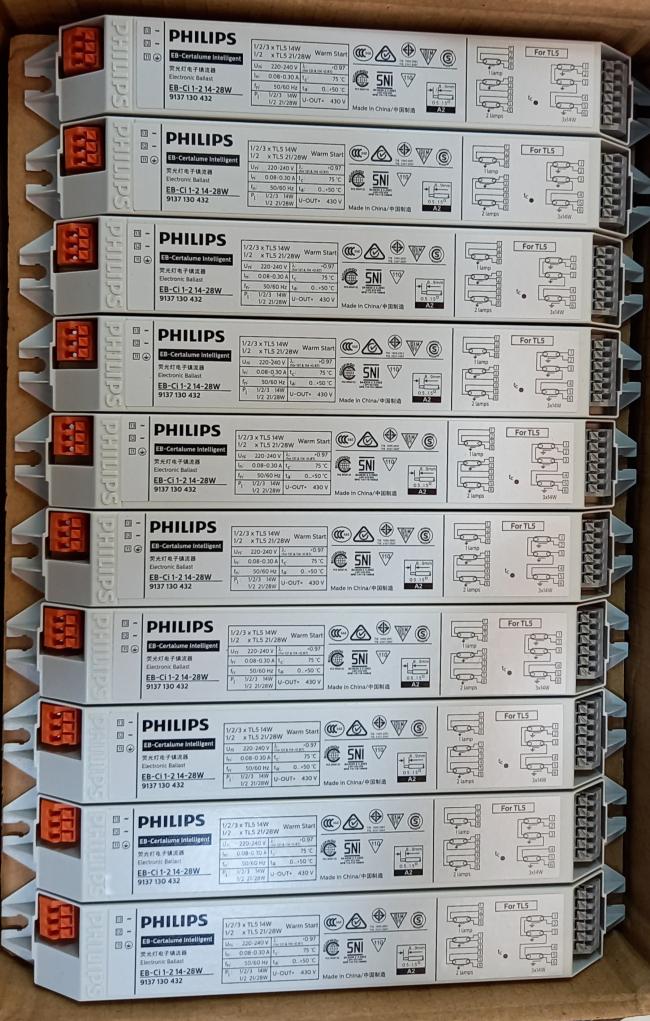 BALASTRO ELECTRONICO PARA LAMPARA FLUORESCENTE 1-2X 14-28W TL-5 220-240V 50/60HZ EB-CI PHILIPS
