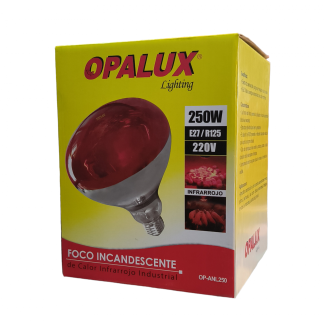 FOCO INCANDESCENTE DE CALOR INFRAROJO 250W E27 220V OPALUX