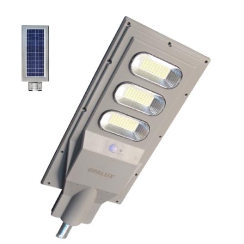 LUMINARIA SOLAR LED 90W IP65 6500K EXTERIORES 14400LM PARA ALUMBRADO PUBLICO INCLUYE SENSOR DE MOVIMIENTO PANEL SOLAR Y BATERIA OPALUX